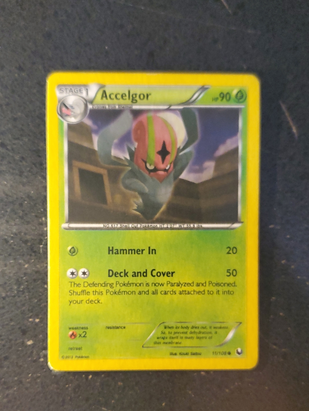 Accelgor Pokémon Trading Card - Yellow and Green